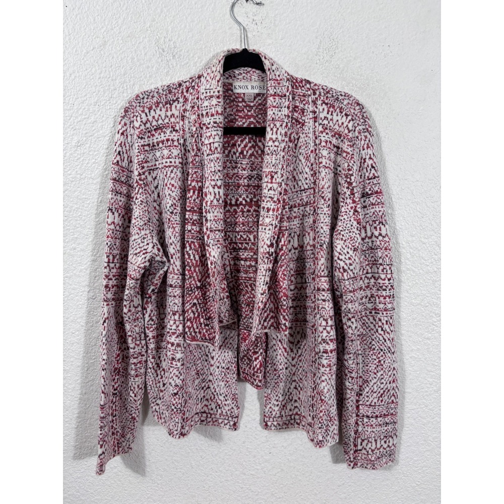 Knoxā Rose Cardigan Women XXL Geometric Open Front Draped Sweater